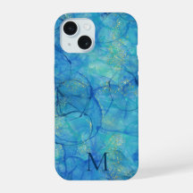 Waterverf Ink Blue & Gold + Monogram