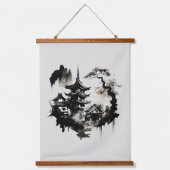Waterverf Ink Japans dorp Aziatisch Hangend Wandkleed (Voorkant)