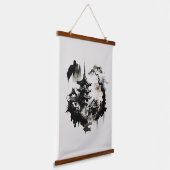 Waterverf Ink Japans dorp Aziatisch Hangend Wandkleed (Gebogen)