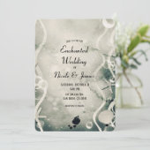 Waterverf Ink Splash Parel Grijs Zee Bruiloft Kaart (Staand voorkant)