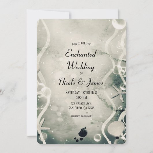 Waterverf Ink Splash Parel Grijs Zee Bruiloft Kaart (Voorkant)