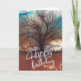 Waterverf Inked Tree Art Happy Birthday Kaart