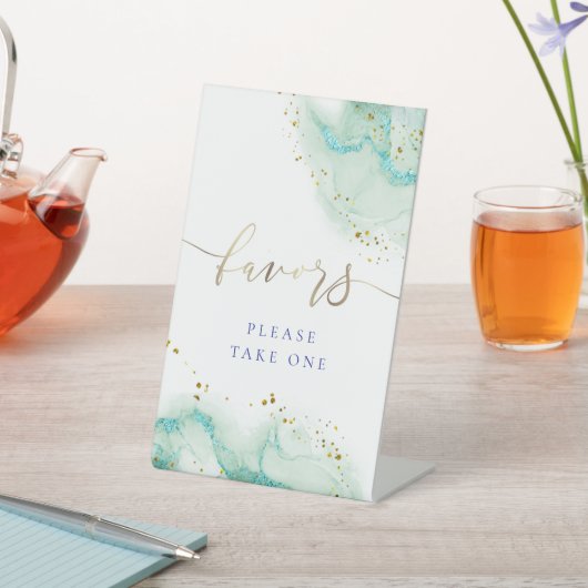 waterverf inkt blauwgroen begunstigt voetgangersbo reclamebord met voetstuk (Insitu)