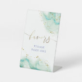 waterverf inkt blauwgroen begunstigt voetgangersbo reclamebord met voetstuk (Voorkant)