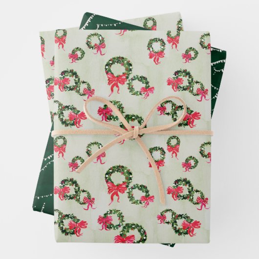Waterverf & Inkt Kerstkransen Cadeauverpakking Inpakpapier Vel (In situ)
