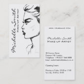 Waterverf inkt zwart-wit vrouwenmake-up visitekaartje (Voorkant / Achterkant)