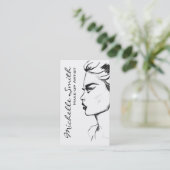 Waterverf inkt zwart-wit vrouwenmake-up visitekaartje (Staand voorkant)