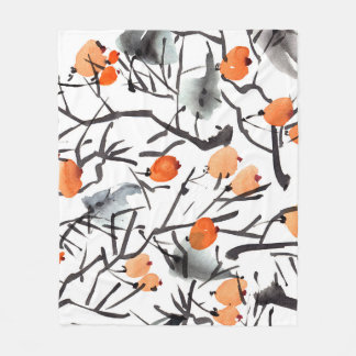 Waterverf Inktbessen bladeren illustratie Fleece Deken