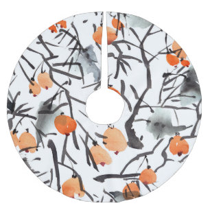 Waterverf Inktbessen bladeren illustratie Kerstboom Rok