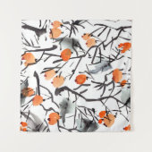 Waterverf Inktbessen bladeren illustratie Wandkleed (Voorkant (horizontaal))