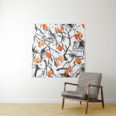 Waterverf Inktbessen bladeren illustratie Wandkleed (In situ)