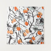 Waterverf Inktbessen bladeren illustratie Wandkleed (Voorkant)