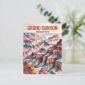 Waterverf Inktschets van de Grand Canyon South Rim Briefkaart (Staand voorkant)