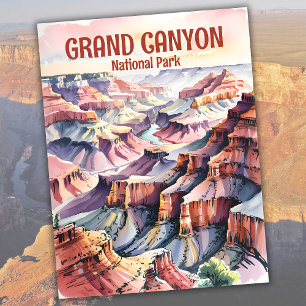 Waterverf Inktschets van de Grand Canyon South Rim Briefkaart