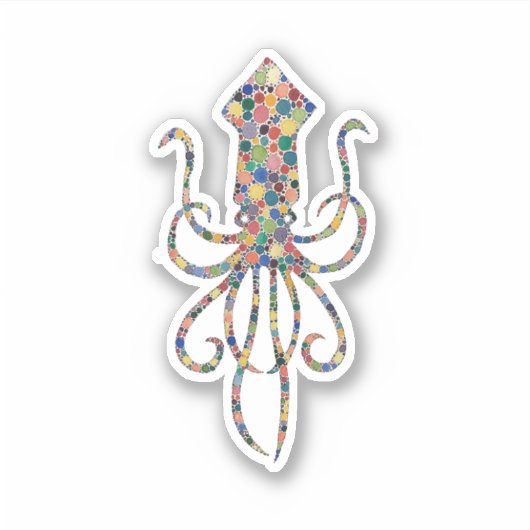 Waterverf inktvis sticker (Voorkant)
