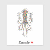 Waterverf inktvis sticker (Vel)