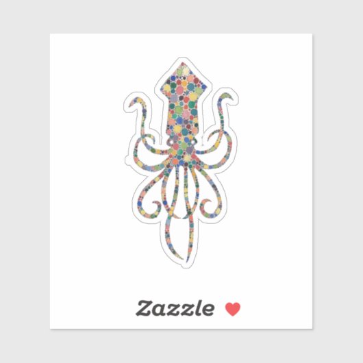 Waterverf inktvis sticker (Vel)