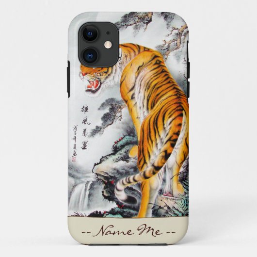 Waterverf inktvis van tijger met roestoosterse chi Case-Mate iPhone case (Achterkant)