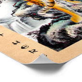 Waterverf inktvis van tijger met roestoosterse chi poster (Hoek)