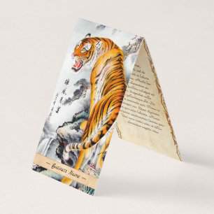 Waterverf inktvis van tijger met roestoosterse chi visitekaartje