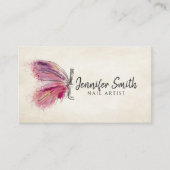 Waterverf inktvlinder - nagelkunstenaar visitekaartje (Voorkant)