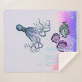 Waterverf Insea Octopus Fish Zee Ocean Life Sherpa Deken (Voorkant (horizontaal))