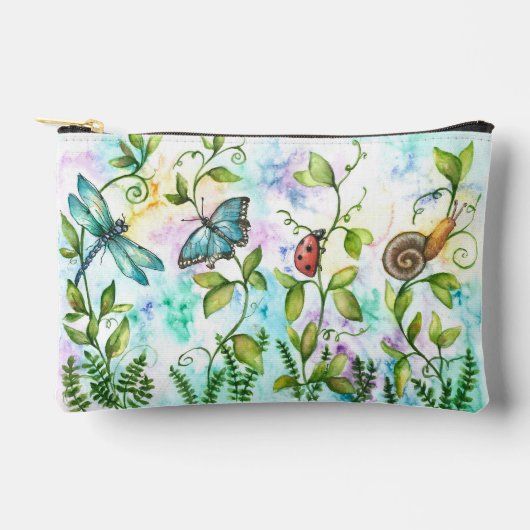 Waterverf Insecten Pouch – Vlinder, libel... Etui (Voorkant)