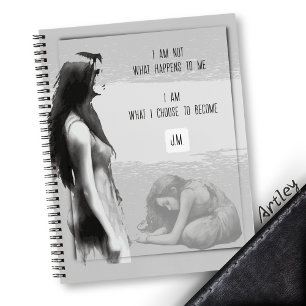 Waterverf Inspirerend vrouw trauma monogram Notitieboek