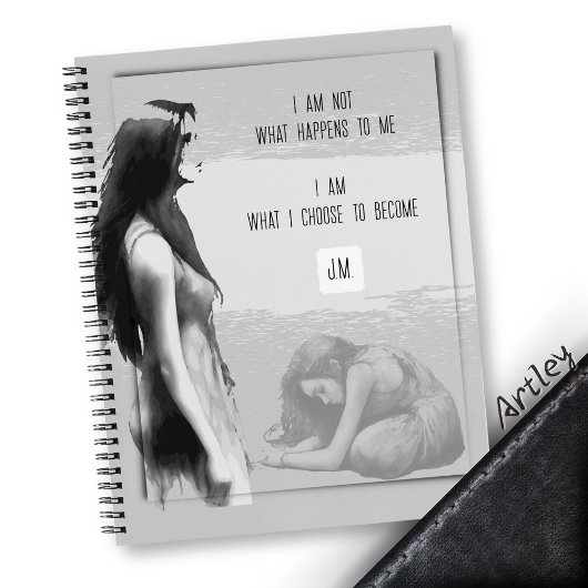 Waterverf Inspirerend vrouw trauma monogram Notitieboek