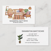 Waterverf Interior Design Business Boho-meubilair Visitekaartje (Voorkant / Achterkant)