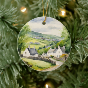 Waterverf Ireland Village Keramisch Ornament