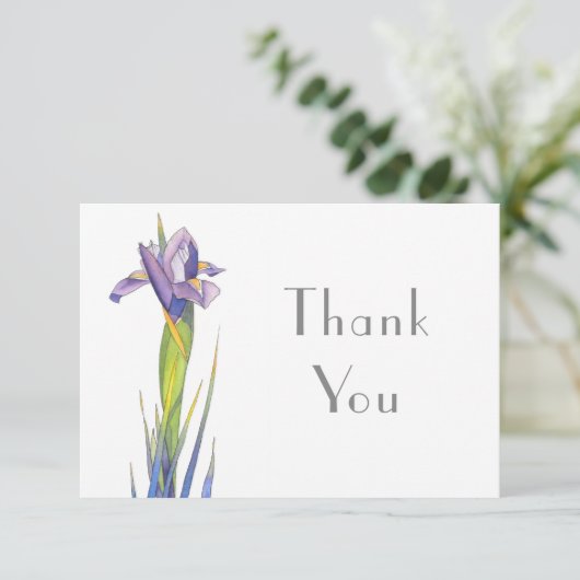 Waterverf iris 2 bedankkaart (Staand voorkant)