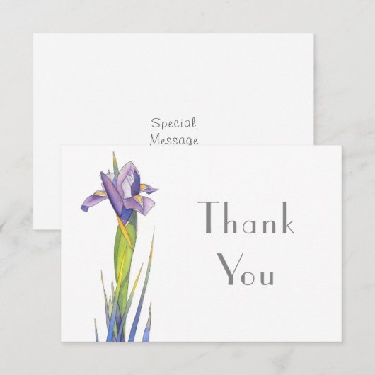 Waterverf iris 2 bedankkaart (Voorkant / Achterkant)