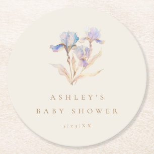 Waterverf iris Baby shower Ronde Kartonnen Onderzetter