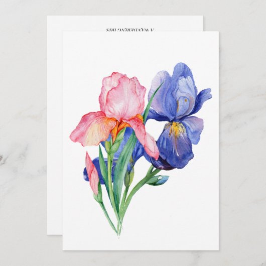Waterverf Iris bedankje. Bedankkaart (Voorkant / Achterkant)