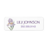 Waterverf Iris Bloemen Kinderen Aangepaste Naamlab Etiket (Voorkant)