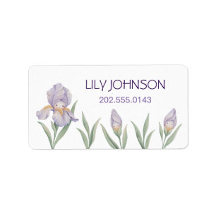 Waterverf Iris Bloemen Kinderen School Naam Labels