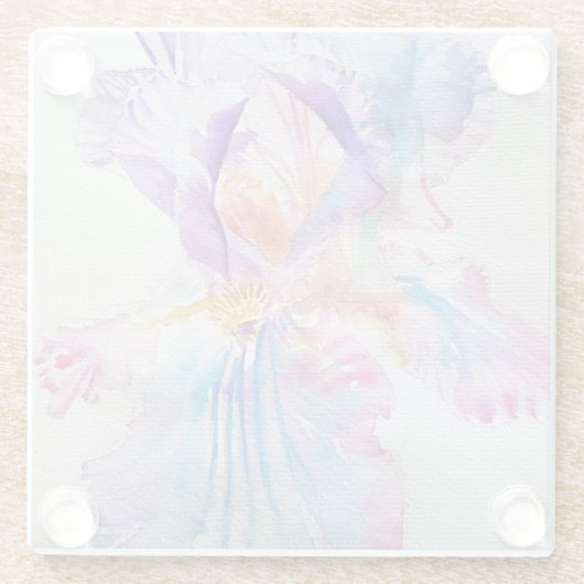 Waterverf Iris Bloemschilderkunst Glazen Onderzetter (Achterkant)