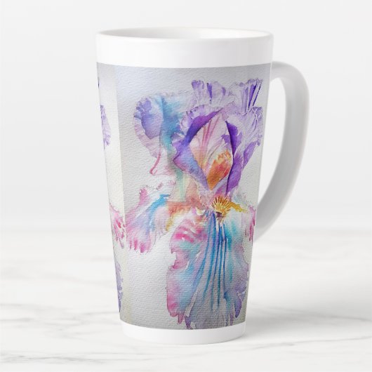 Waterverf Iris Bloemschilderkunst Koffie Latte Mok (Rechterhoek)