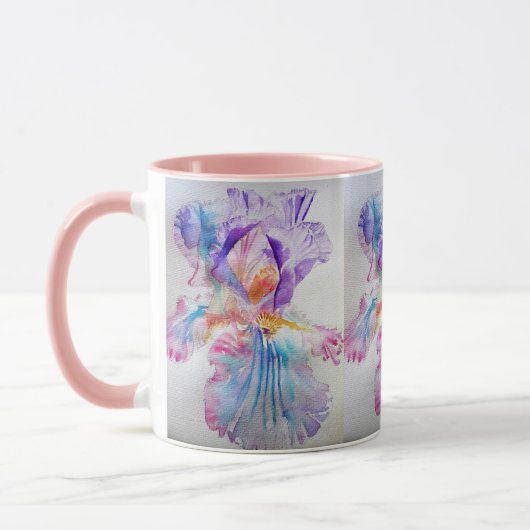 Waterverf Iris Bloemschilderkunst Koffie Mok (Links)