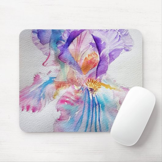 Waterverf Iris Bloemschilderkunst Muismat (Met muis)