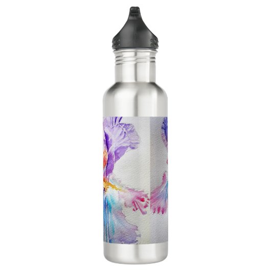Waterverf Iris Bloemschilderkunst Paars Waterfles (Rechts)
