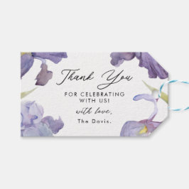 Waterverf Iris Floral Garden Spring Hartelijk dank Cadeaulabel