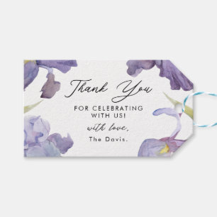 Waterverf Iris Floral Garden Spring Hartelijk dank Cadeaulabel