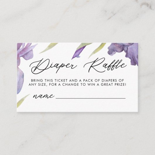 Waterverf Iris Floral Spring Baby Informatiekaartje (Voorkant)