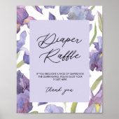 Waterverf Iris Floral Spring Diaper Raffle Poster (Voorkant)