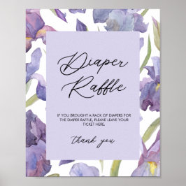 Waterverf Iris Floral Spring Diaper Raffle Poster