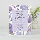 Waterverf Iris Floral Spring Garden Baby shower Kaart (Staand voorkant)