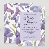 Waterverf Iris Floral Spring Garden Baby shower Kaart (Voorkant / Achterkant)