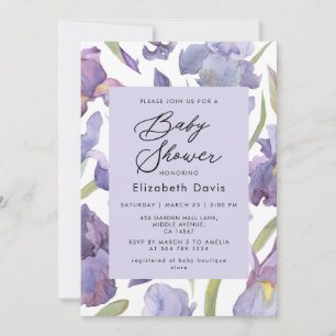 Waterverf Iris Floral Spring Garden Baby shower Kaart